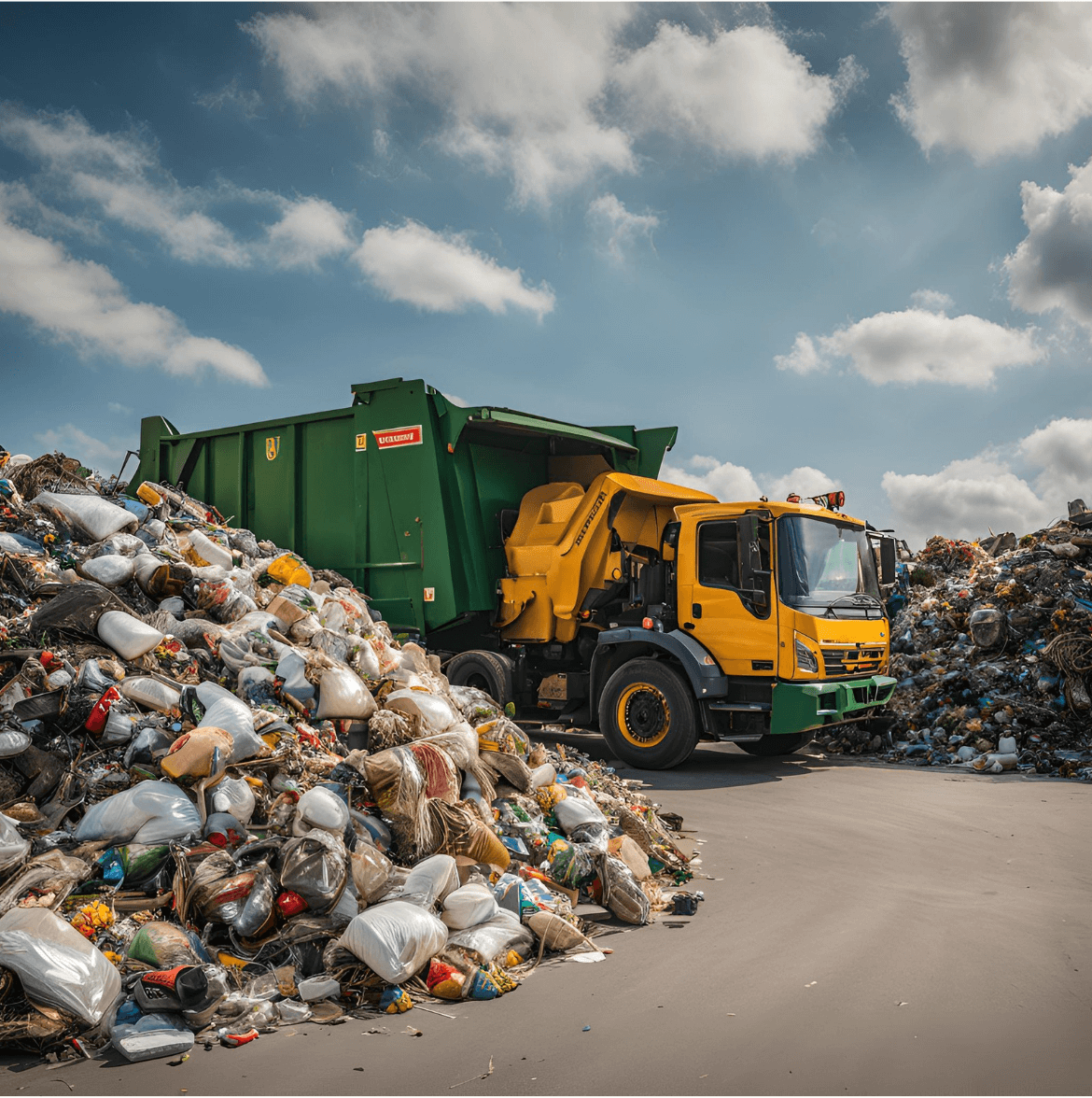 A lorry picking up plastic to be recycled