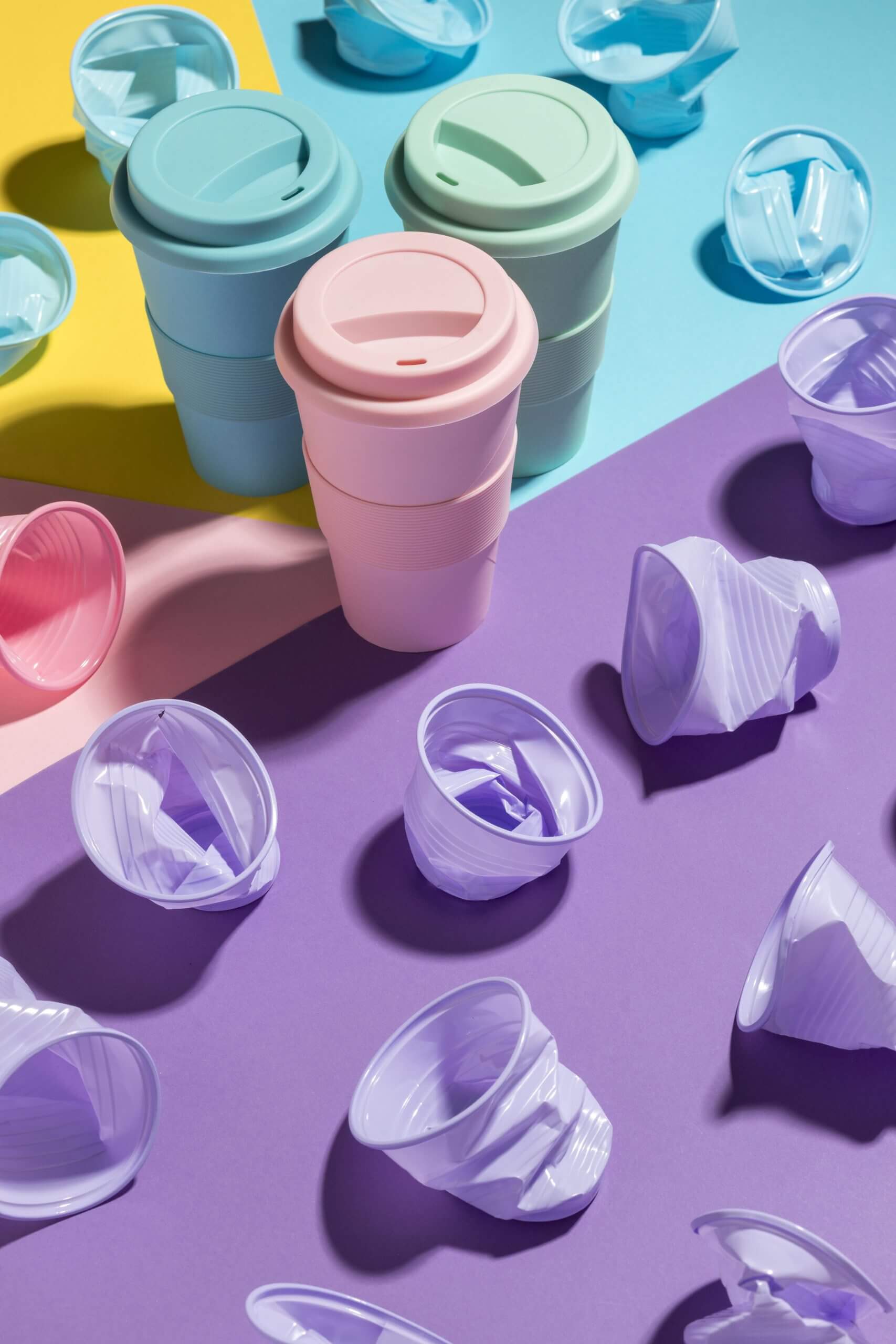 A collection of recycled plastic cups